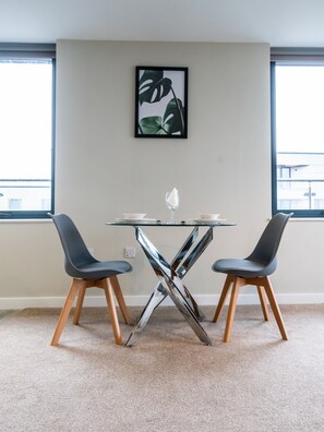 2 bedrooms, premium bedding, desk, laptop workspace