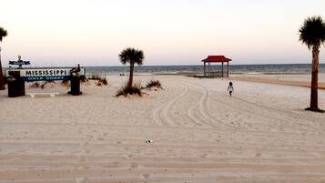 Beach nearby, sun loungers