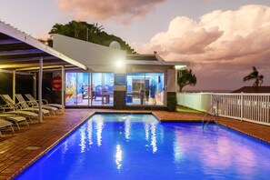 Outdoor pool, sun loungers
