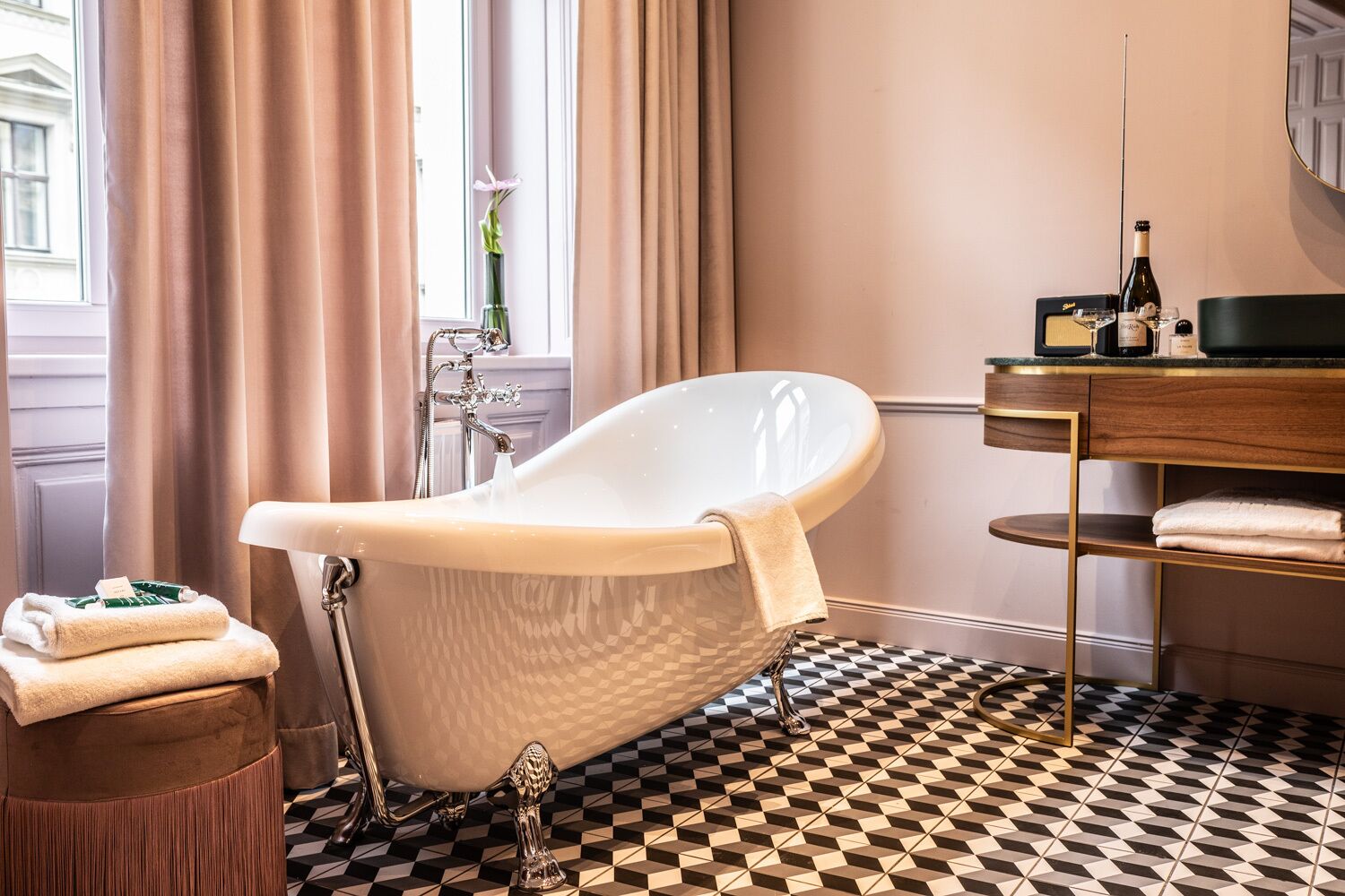 josefine bel ètage - suite | bathroom | rainfall showerhead, hair dryer, bathrobes, towels