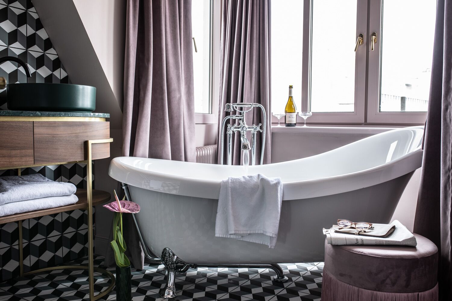 maisonette suite | bathroom | rainfall showerhead, hair dryer, bathrobes, towels
