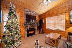 Smart TV, fireplace, DVD player