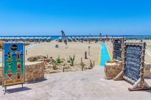 Sun-loungers, beach towels