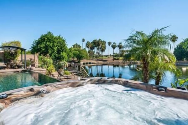 Piscine extérieure, piscine chauffée