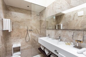 Shower, hair dryer, bidet, soap