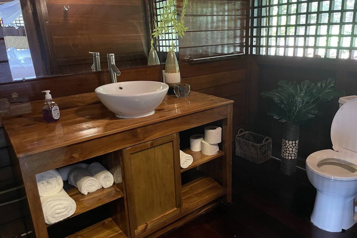 standard studio suite, multiple beds, balcony, sea view | bathroom | hair dryer, bathrobes, slippers, towels