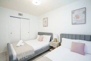 2 bedrooms, iron/ironing board, travel crib, WiFi