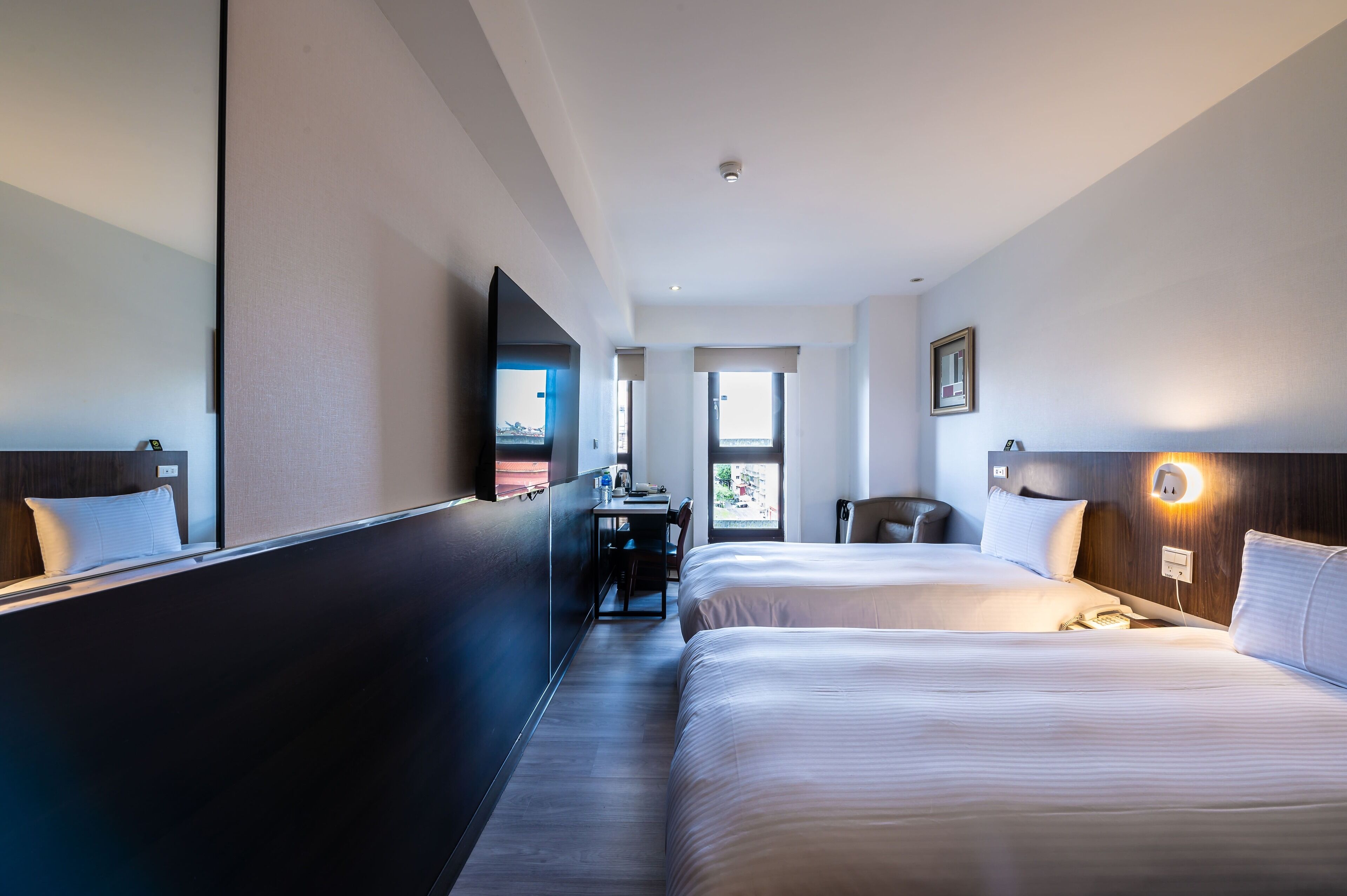 standard twin room | in-room safe, desk, blackout curtains, free wifi