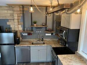 Fridge, microwave, oven, stovetop - Rustic 2BR Loft with River Views (Harrisburg)