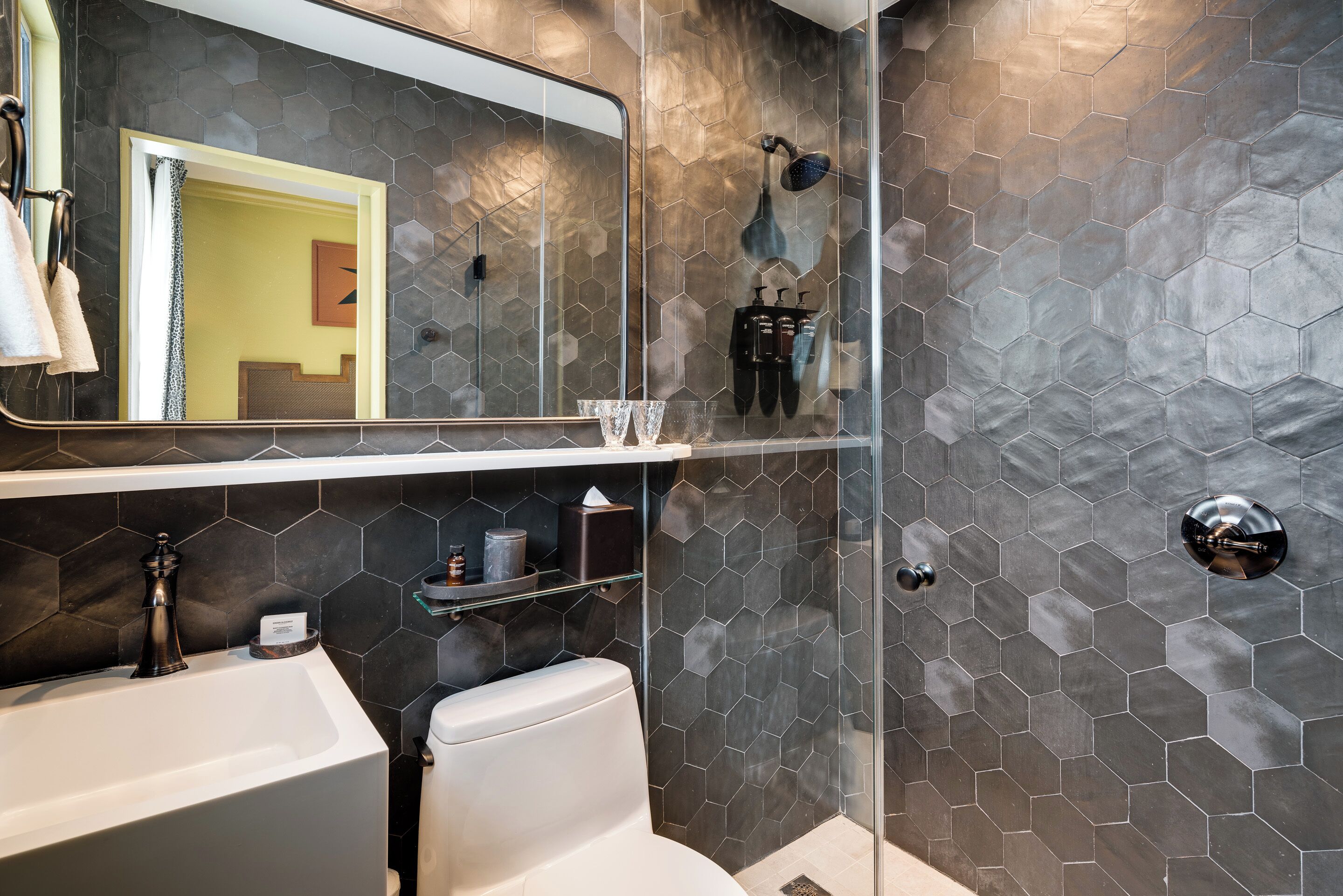 classic room, 1 king bed | bathroom | bathrobes, slippers, towels