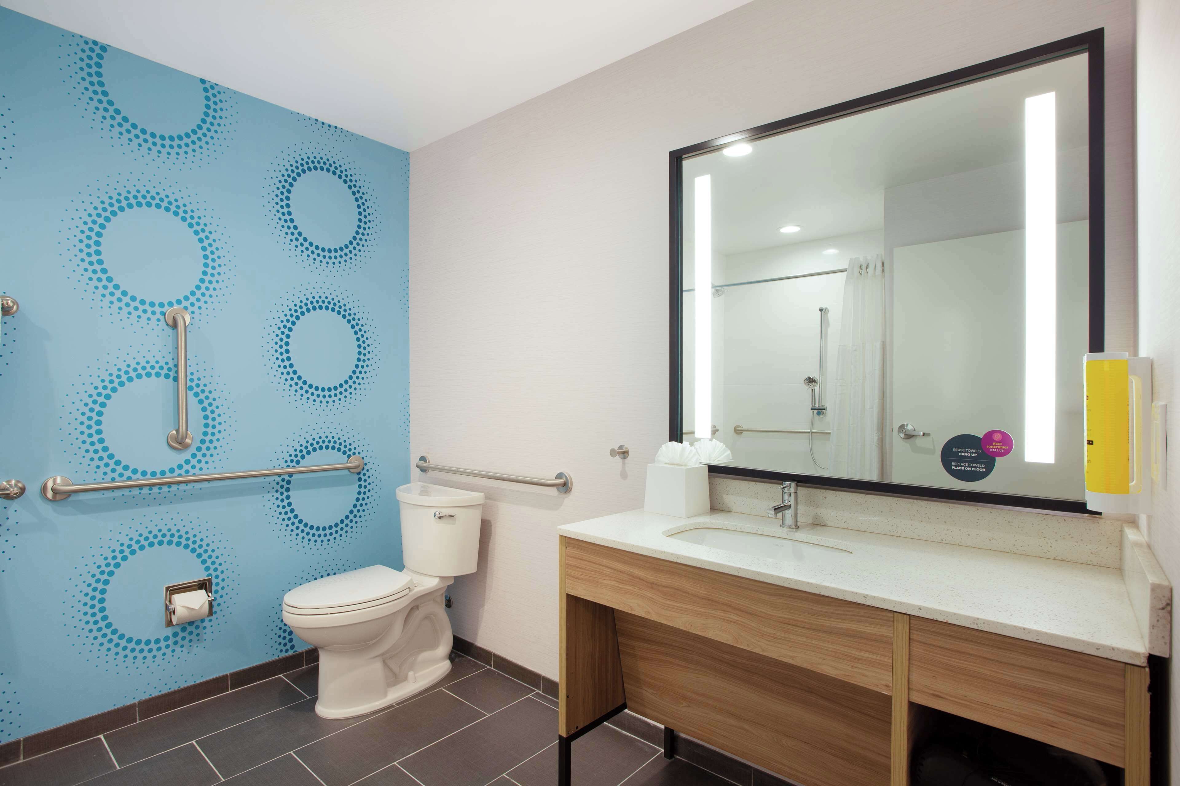 room, 1 king bed, accessible (roll-in shower) | bathroom | hair dryer, towels