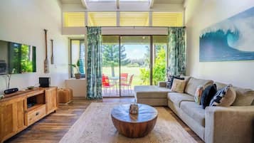 Smart TV, fireplace, stereo, offices