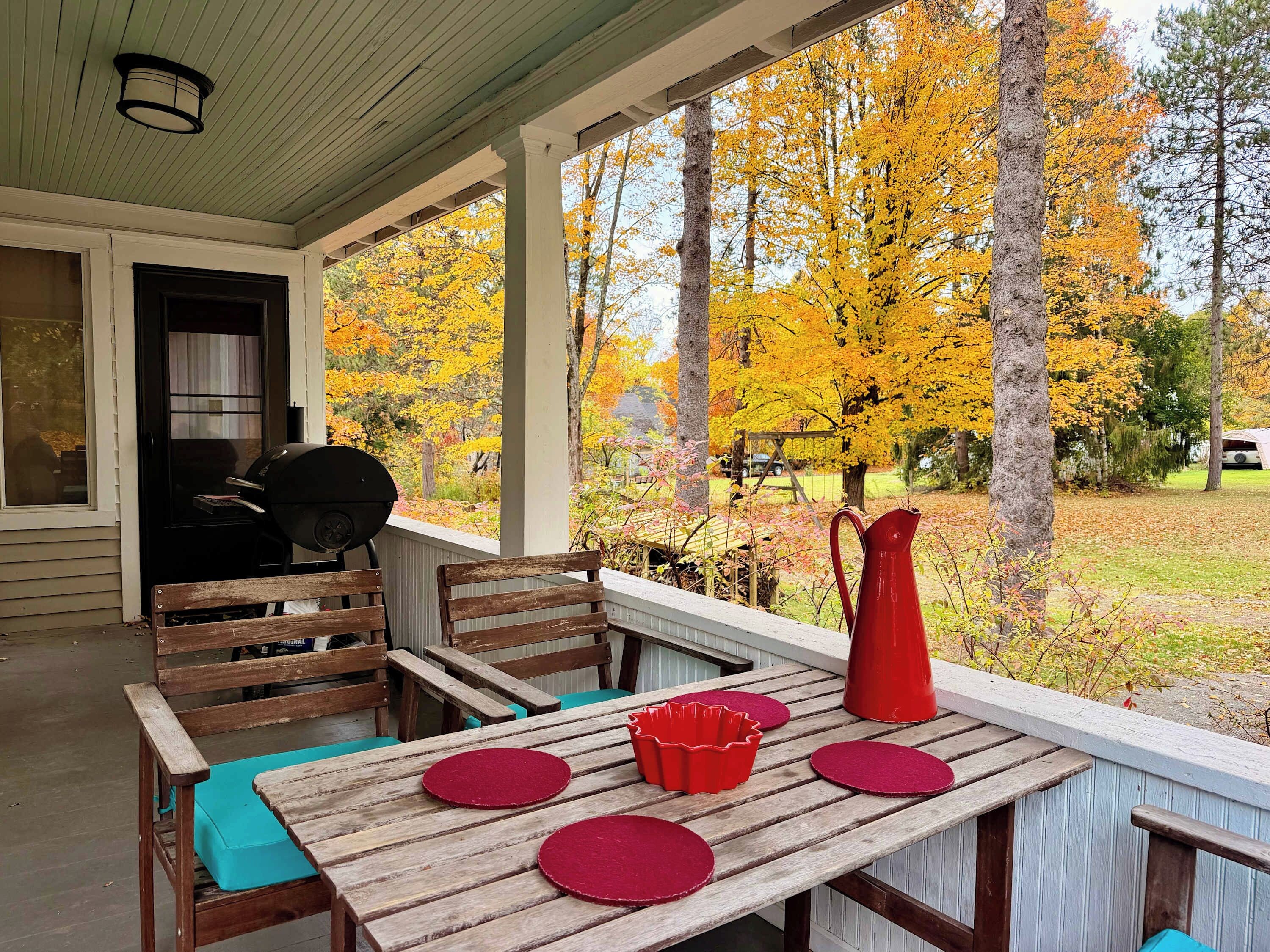 Watch the kids while you grill on the farmer's porch