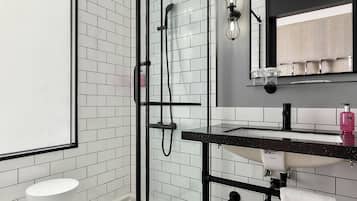 Shower, rainfall showerhead, hair dryer, bidet