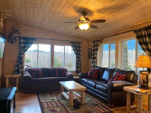 Smart-TV, Kamin, DVD-Player, Bücher