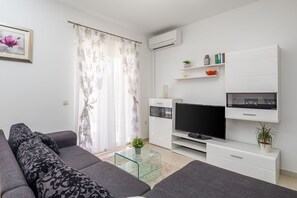 TV, fireplace