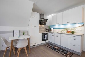 Fridge, microwave, oven, dishwasher