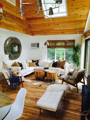 Smart TV, fireplace, video games, stereo