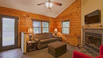 Télévision, cheminée, lecteur de DVD, table de tennis de table