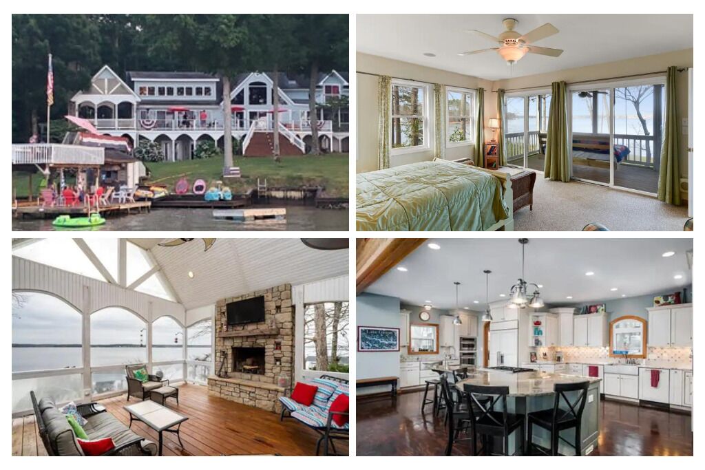 Lakefront Serenity: 6BR, Firepit, Dock, Great Views, Up to 17 guests
