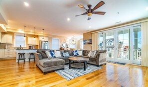 Smart TV, fireplace, DVD player, books