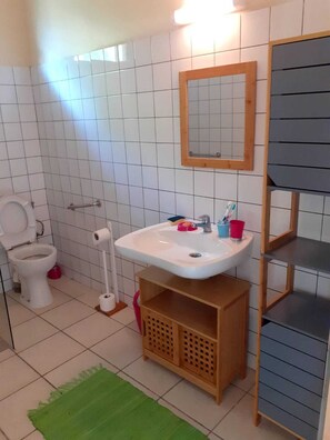 Suihku, pyyhkeet, saippua, vessapaperi