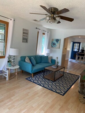 Televisión, chimenea y libros 