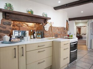 Oven, dishwasher, high chair, cookware/dishes/utensils