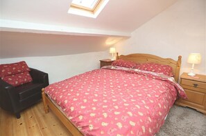 1 bedroom, iron/ironing board, travel cot, bed sheets