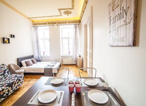 1 bedroom, iron/ironing board, free WiFi, bed sheets - New 2-room apartment in the very center of Riga! (Riga)