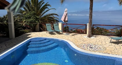 Villa with spectacular sea views, heated saltwater pool, dreamlike garden