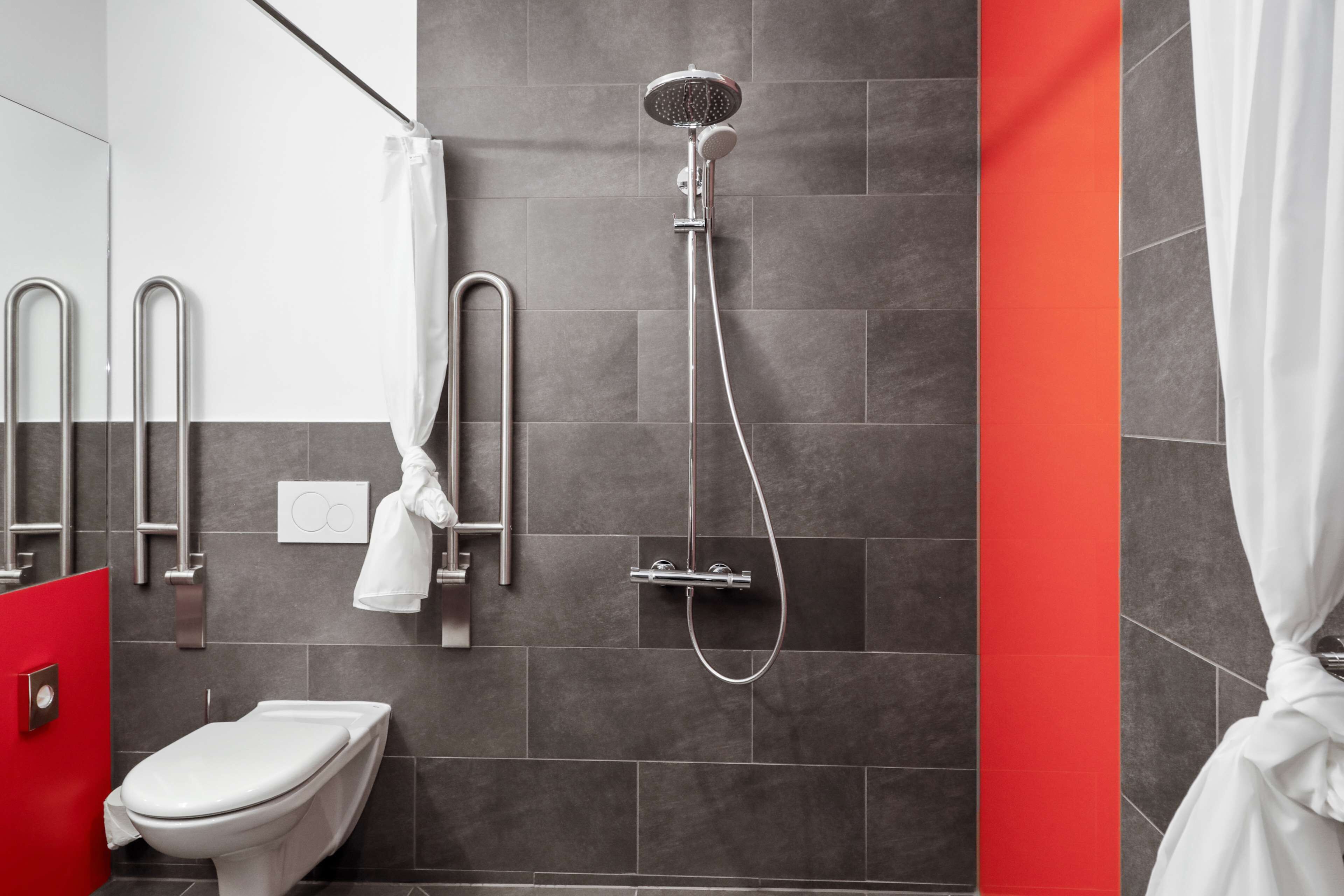 shower, eco-friendly toiletries, hair dryer, towels