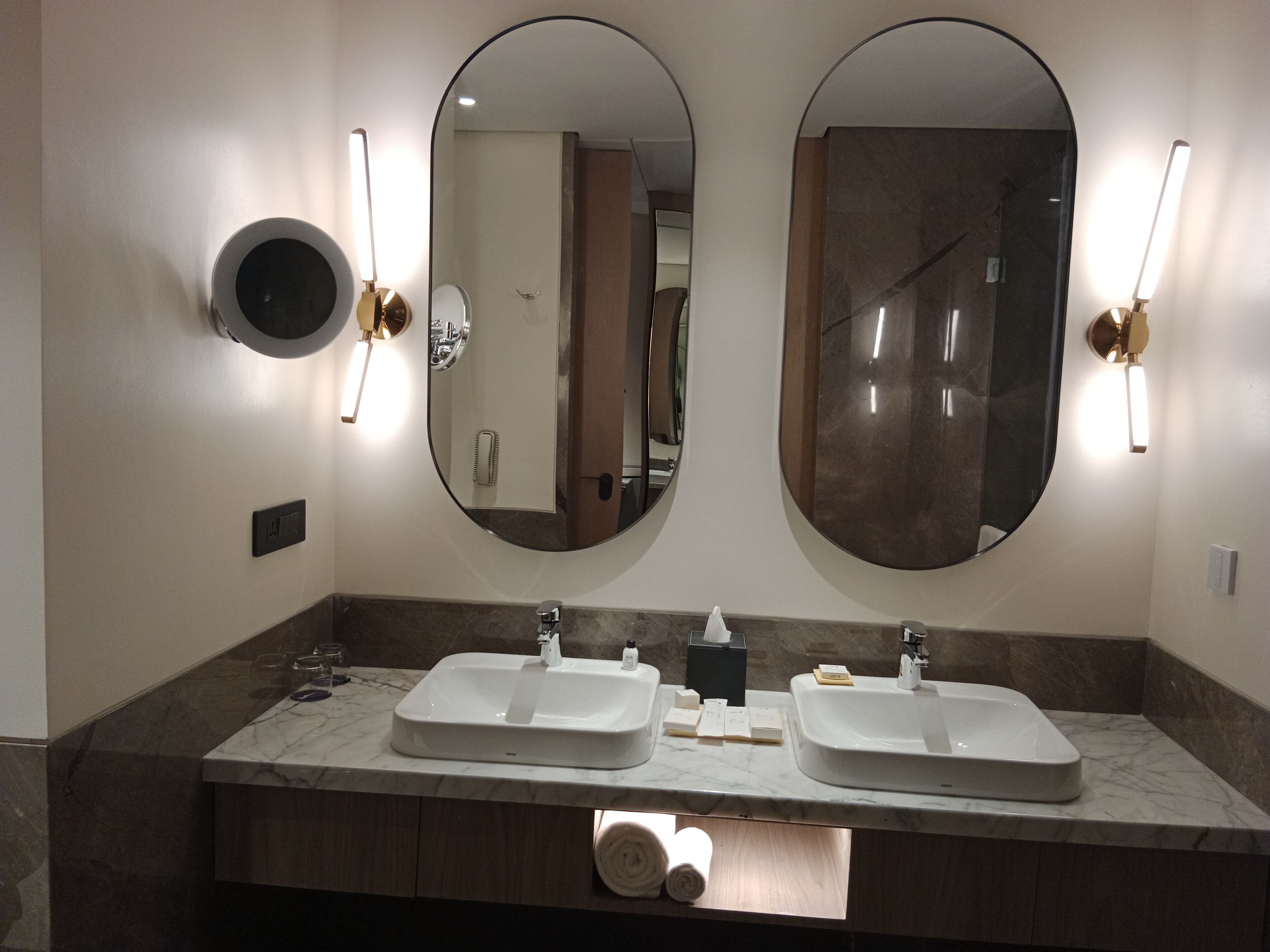 eco-friendly toiletries, hair dryer, bathrobes, slippers