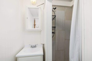 Combined shower/bathtub, towels, soap, shampoo - Waterfront Resort Kayaks, Bikes, Docks, BBQ (Newaygo)