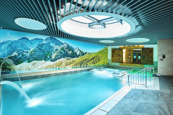 Indoor pool, open 2:00 PM to 10:00 PM, free cabanas, sun loungers