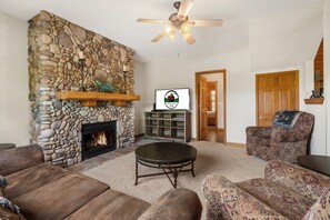 Smart TV, chimenea y reproductor de DVD