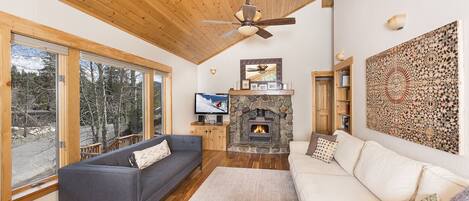 Televisión, chimenea