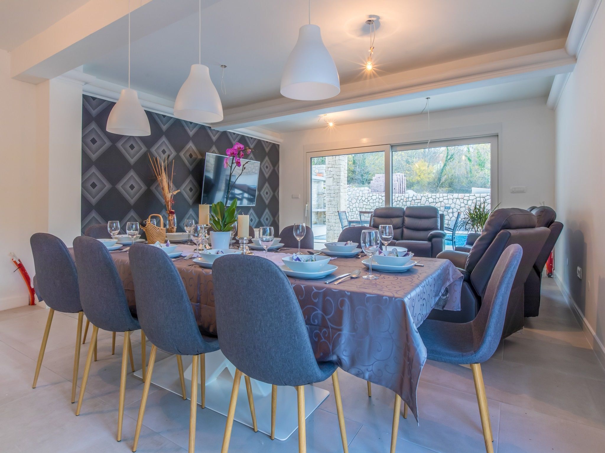 Villa | Private kitchen | Fridge, microwave, oven, stovetop