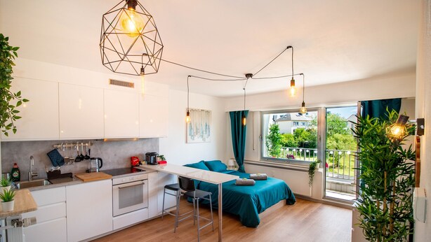 Studio | Living area - Modern Style Studio W Balcony Smart TV (Luxembourg City)