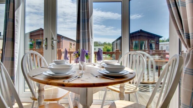 Cabin | Private kitchen - Stunning 3-bed Hot Tub Lodge, Northumberland (Morpeth)
