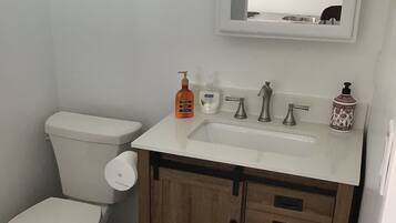 Shower, towels, toilet paper