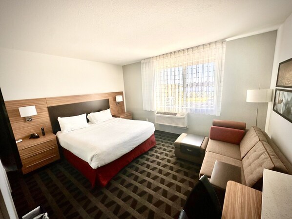 43-inch flat-screen TV with cable channels, TV