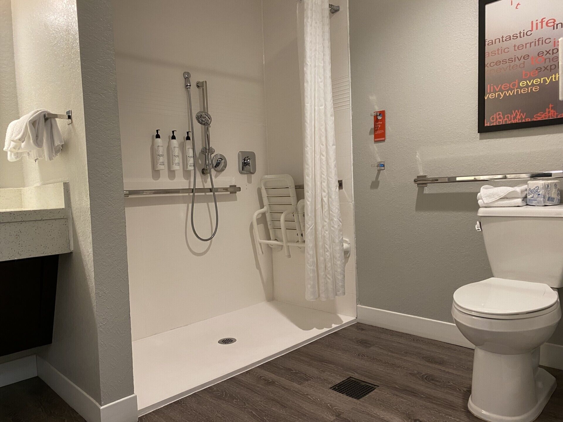 studio, 2 queen beds (mobility/hearing access, roll-in shwr) | bathroom | free toiletries, hair dryer, towels, soap