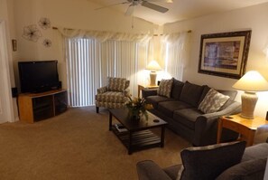House | Living room | TV, table football - Luxury 4 Bedroom Villa With Large Private Pool and Deck Area - 526 (Davenport)