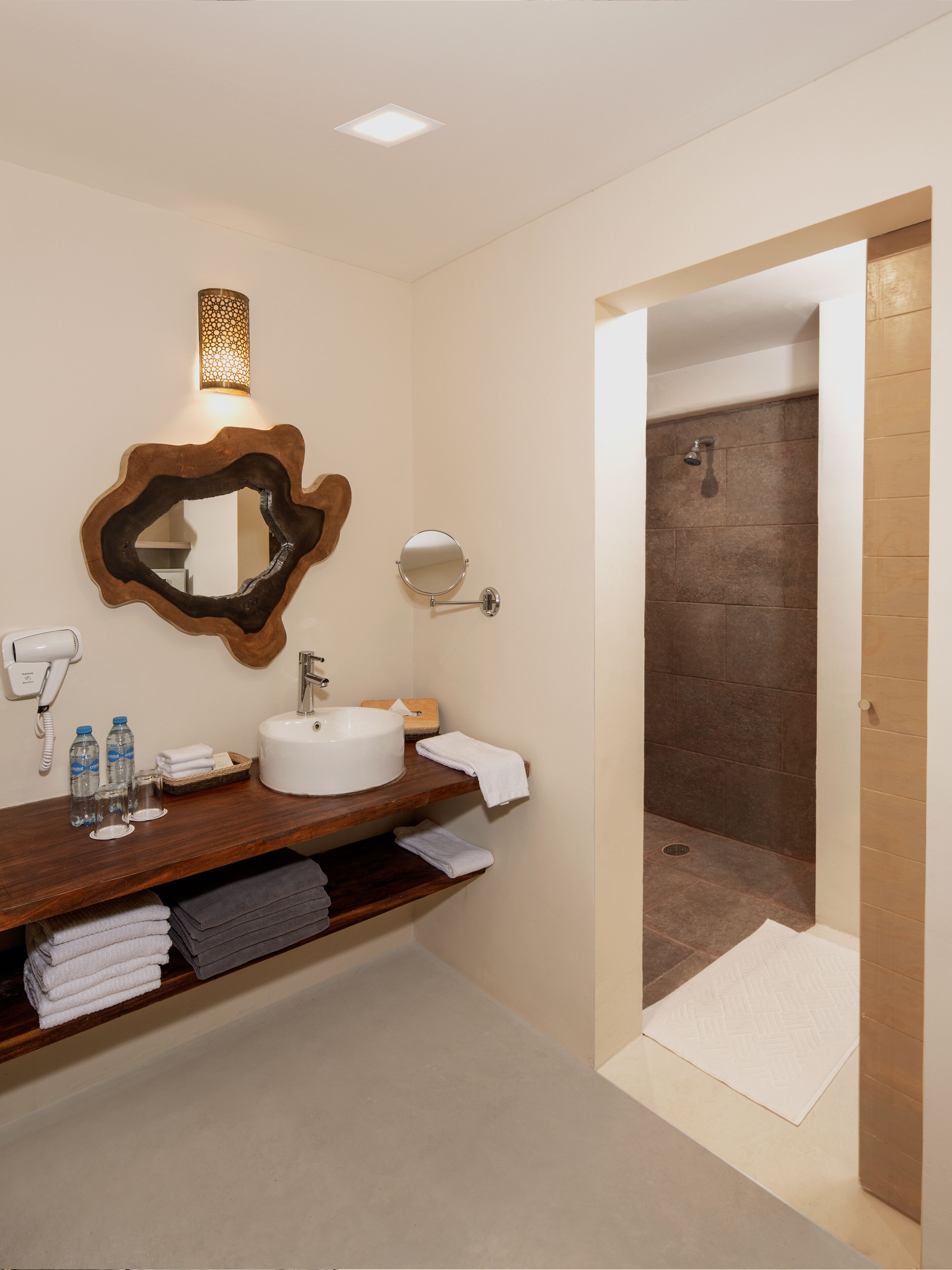 shower, free toiletries, hair dryer, bathrobes