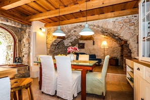 Villa | Private kitchen | Fridge, microwave, oven, stovetop