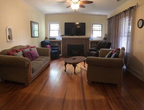 Smart TV, DVD player, books, video library