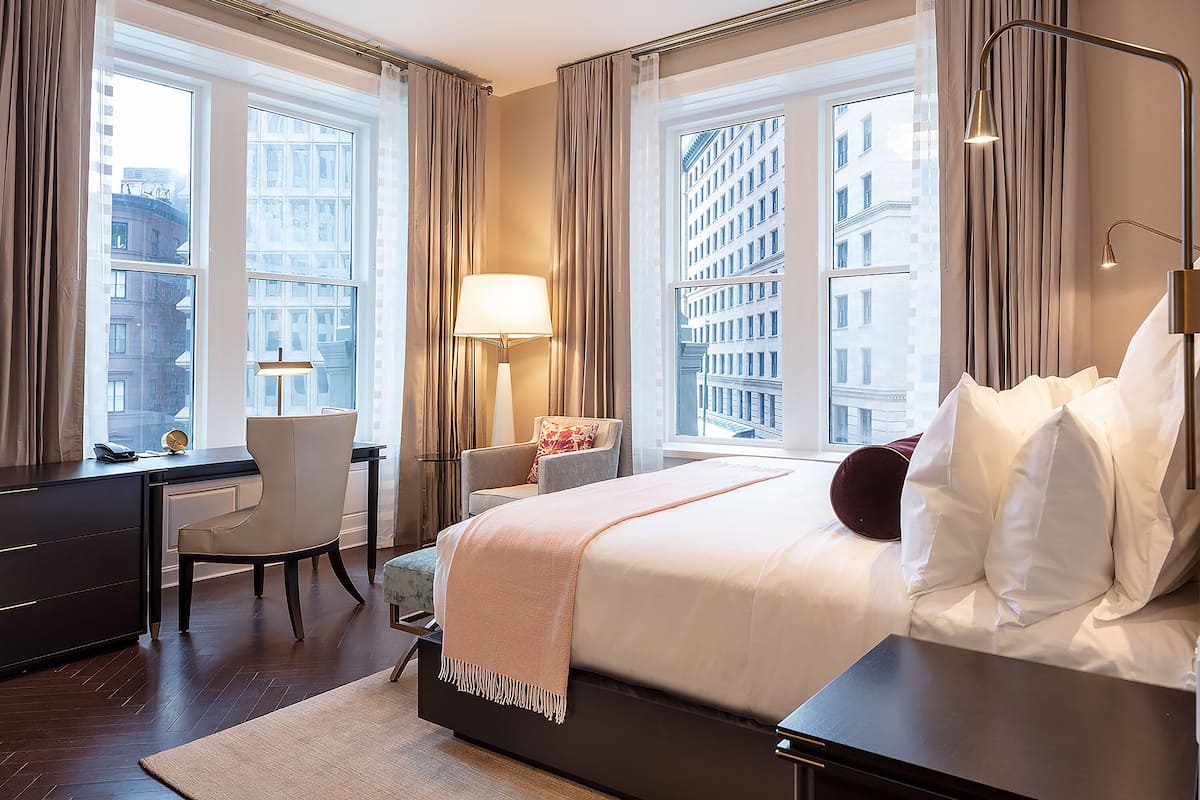 Frette Italian sheets, premium bedding, in-room safe, laptop workspace