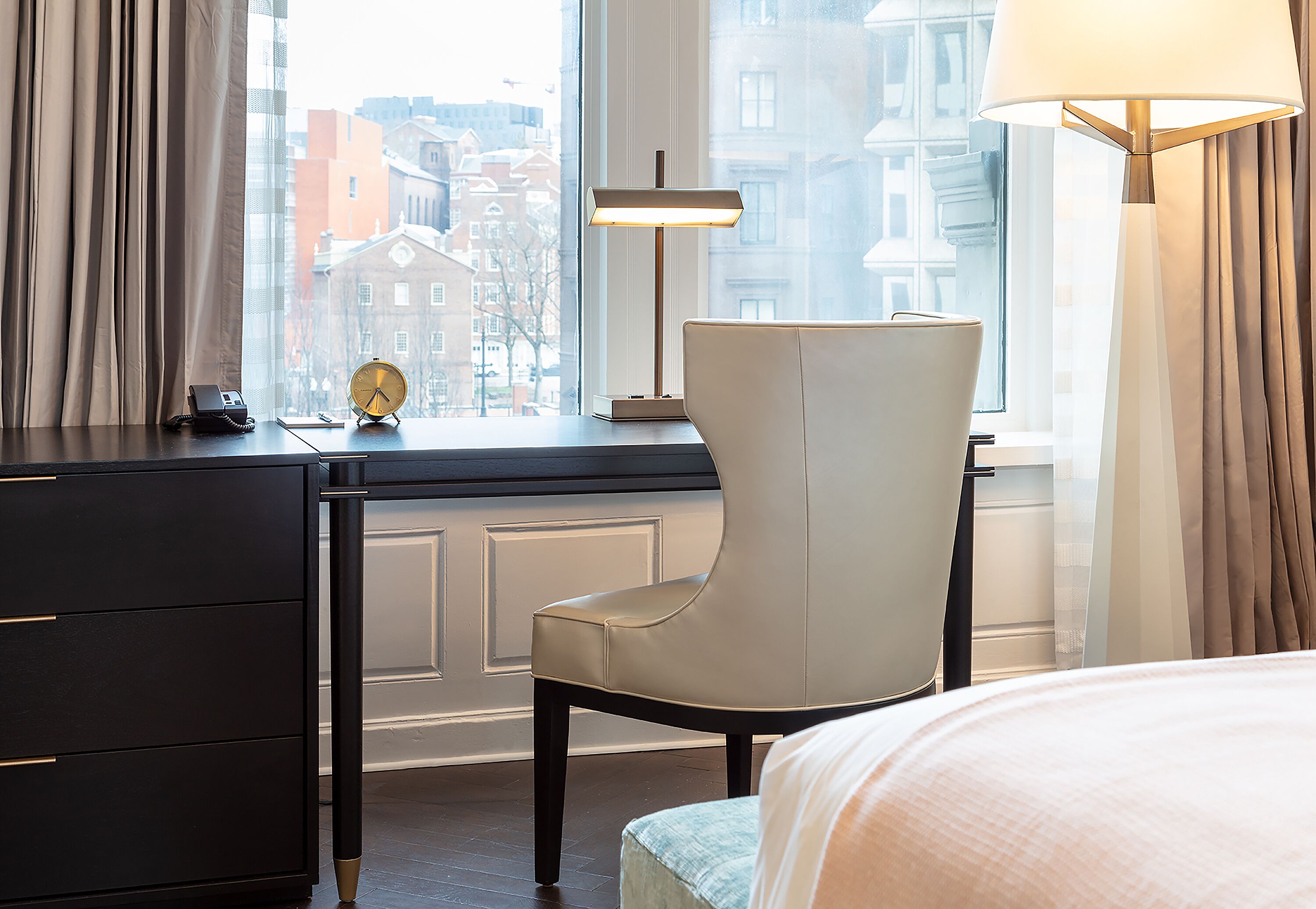 frette italian sheets, premium bedding, in-room safe, laptop workspace