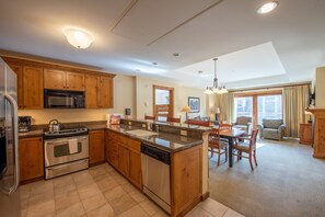 Condo, 2 Bedrooms | Private kitchen | Fridge, coffee/tea maker, toaster - Kid-Friendly 2 Bedroom Bathroom - Slopeside Condo - No Cleaning Fee! by RedAwning (Crested Butte)